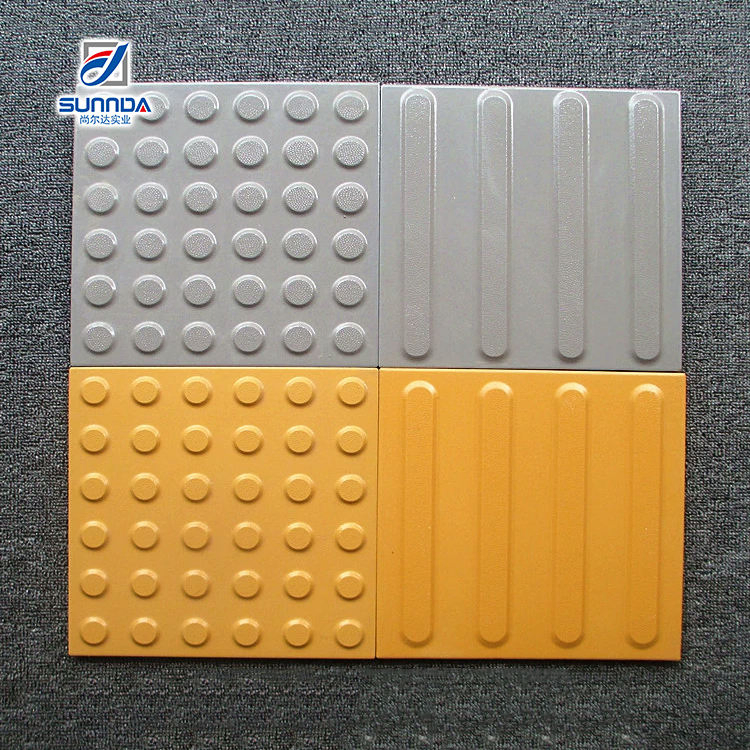 Yellow Dotted Guiding Blind Ceramic Tiles Anti-Slip 30X30cm Outdoor Paving Grey Yellow Stripe Blind Porcelain Tactile Floor Tiles
