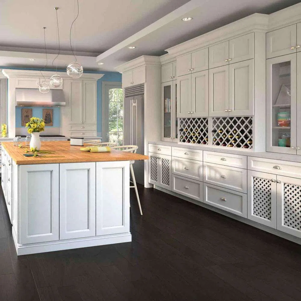Classic Shaker White Solid Wood Kitchen Cabinets Designs