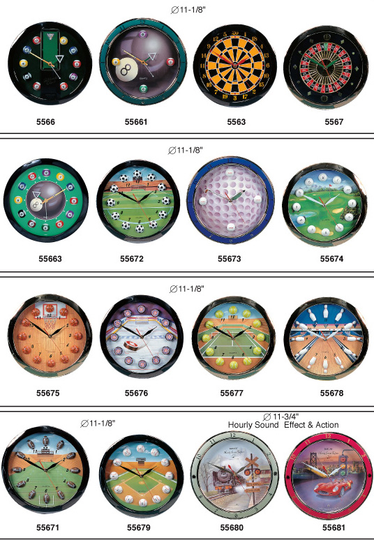 Wood Billiard Clock with Finish Stain