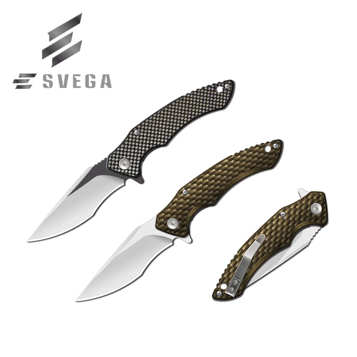 7cr Folding Knife with Belt Cutter Brushed Aluminum Handle