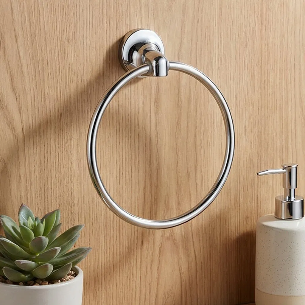 Кольцо для полотенца черное, саморезное, для ванной