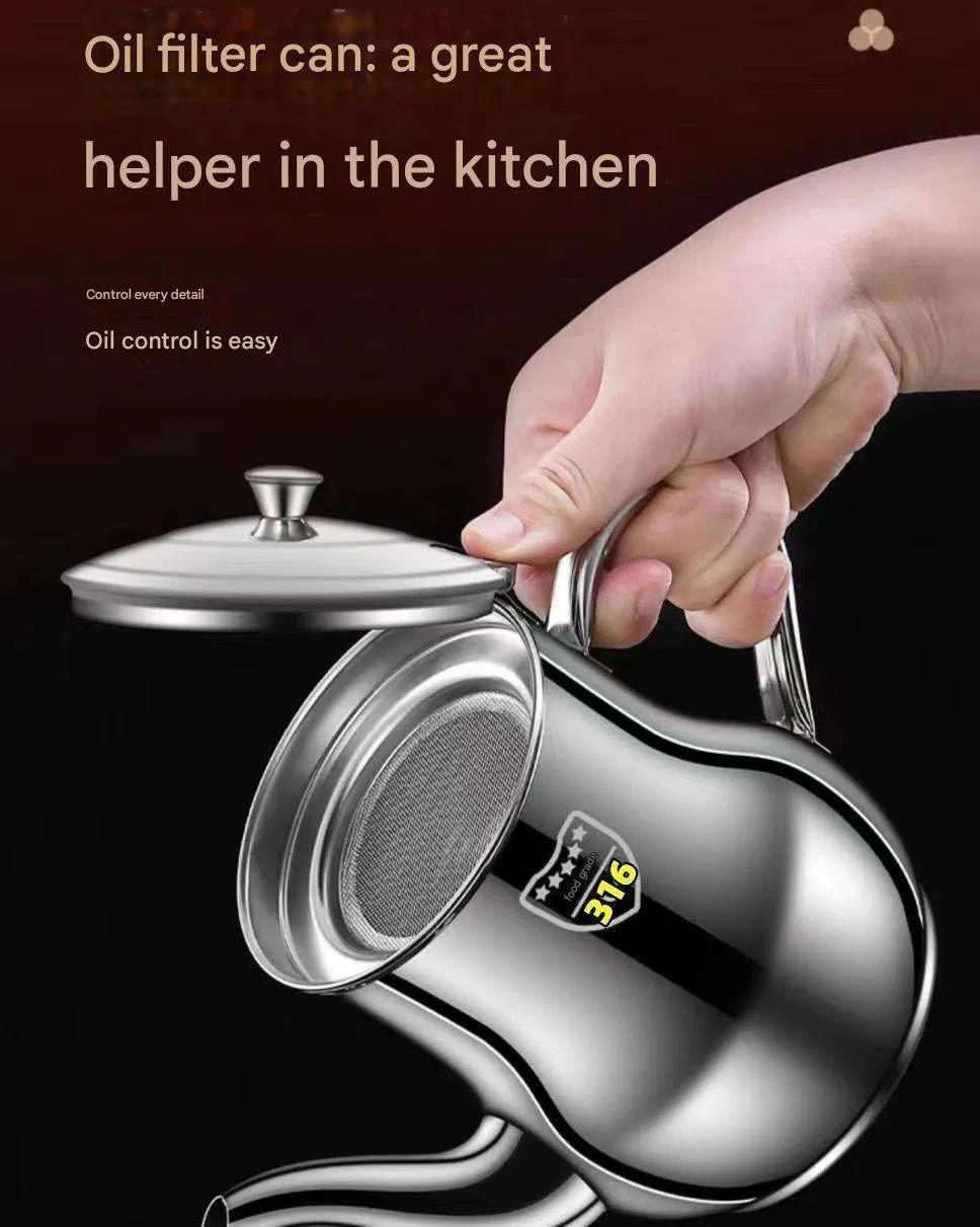 Easy Pouring Premium 316 Stainless Steel Can with Filter Mesh Oil Bottle