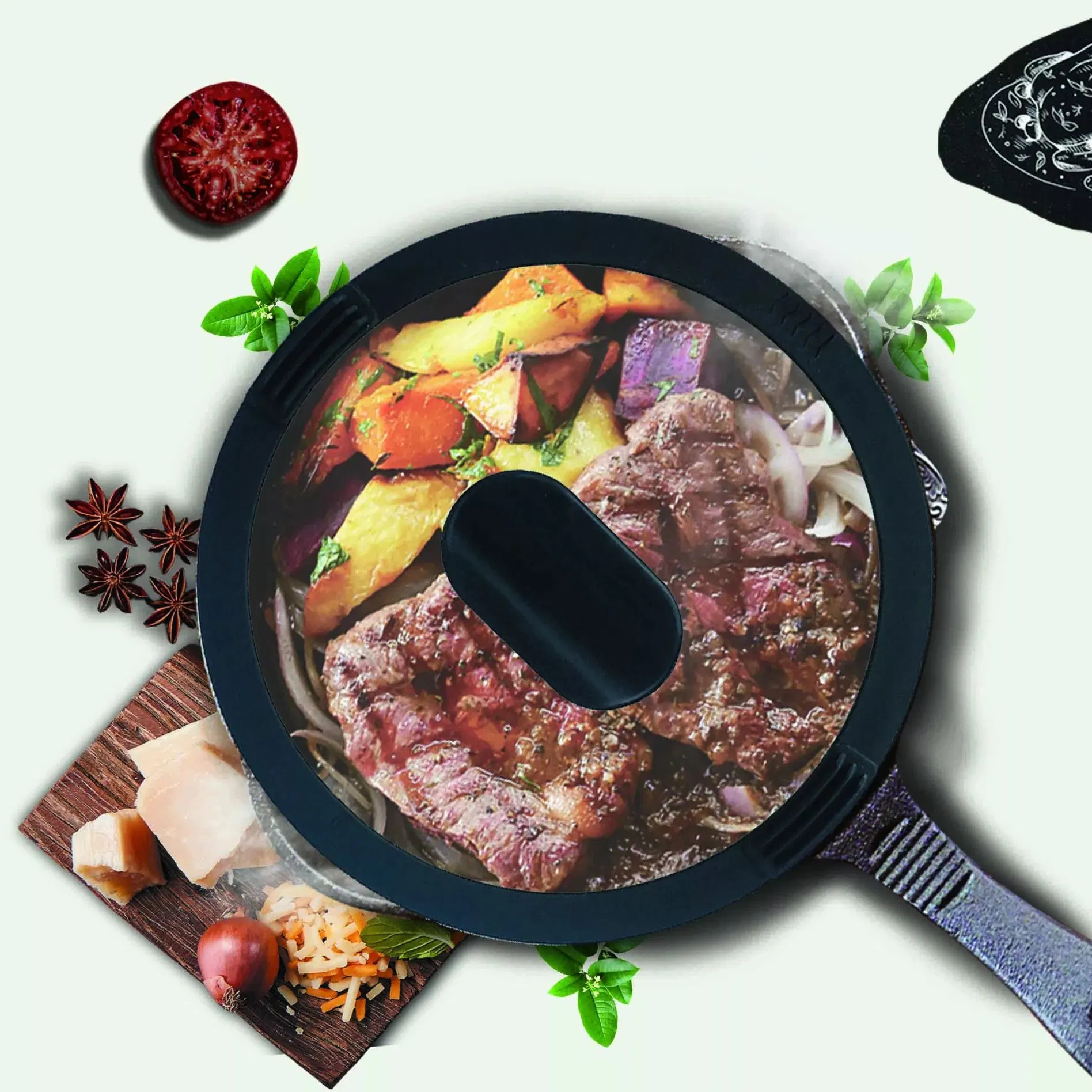 New Arrivals Kitchen Utensils Glass Saucepan Lids with Silicone Edge and Knob for Sale