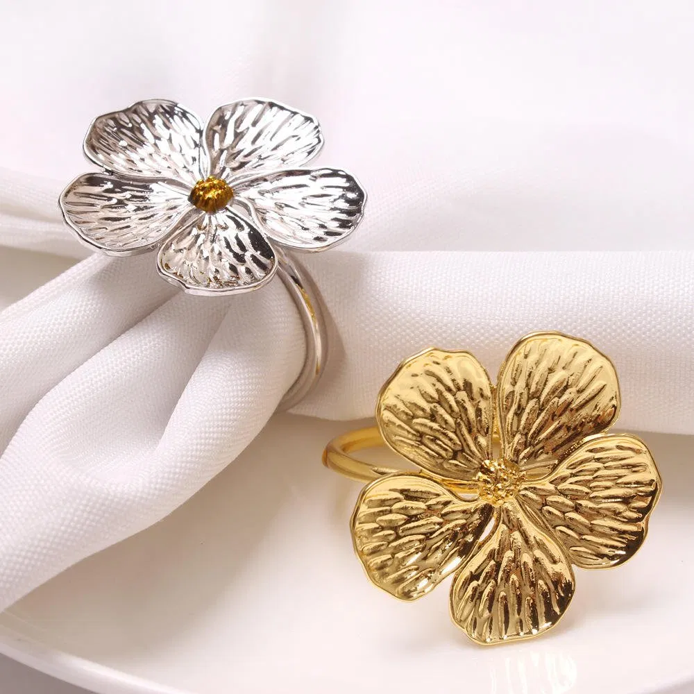 Flower Napkin Ring Eco-Friendly Metal Gold Dinner Napkin Rings for Wedding