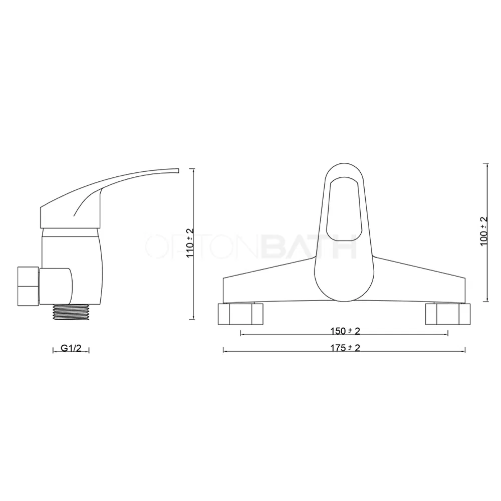 Ortonbath Shower Mixer Taps Bar Chrome Wall Mounted Shower Mixer Tap Brass Manual Shower Faucet Control Switch Bath Tap for Cold and Hot Water G1/2" Outlet