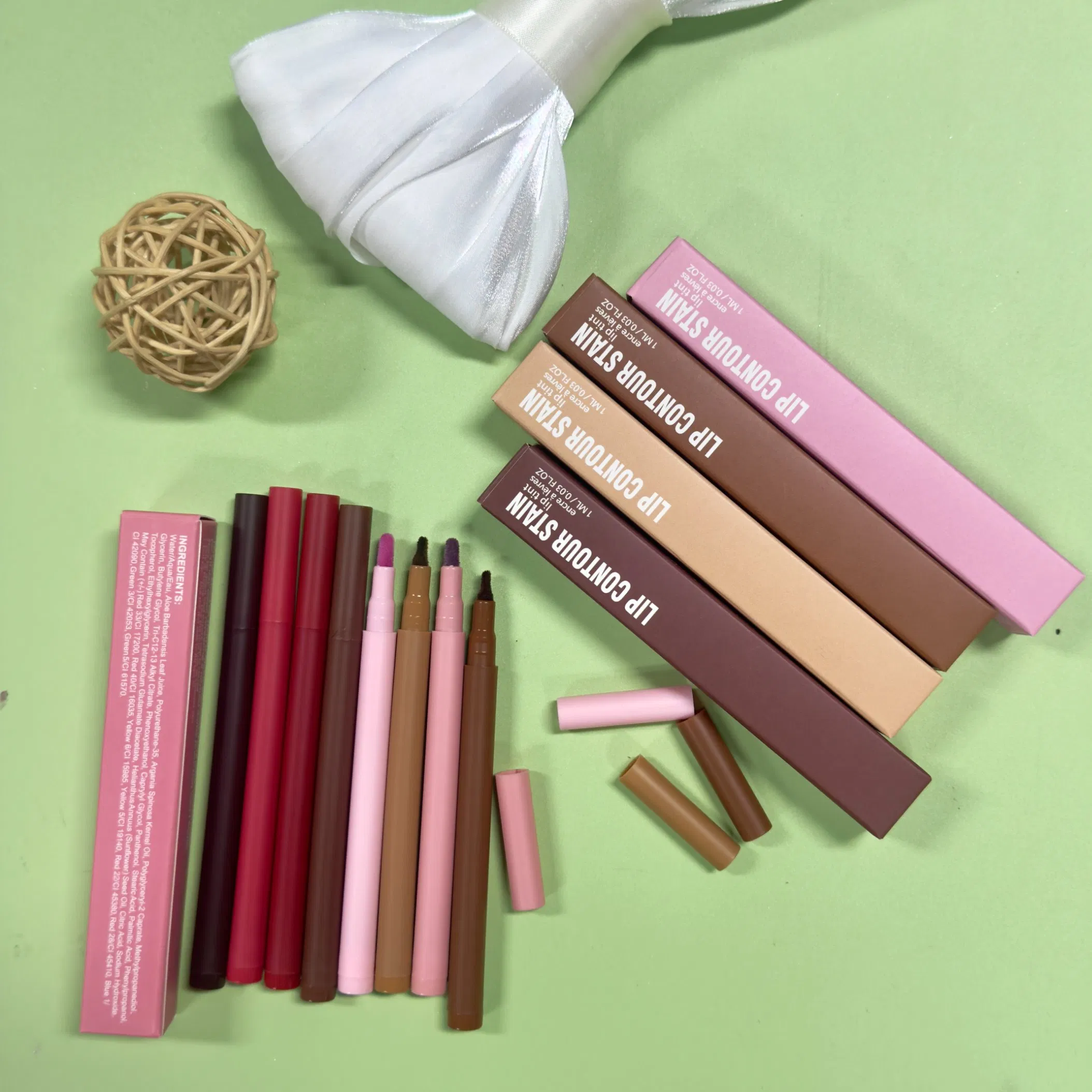 Matte Lip Liner Stain Private Label Sponge Tip Liquid Lipstick Smudge Proof Vegan Lip Pencil