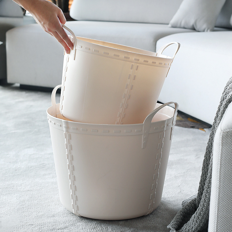 Household Simple Round Plastic Dirty Clothes Basket Home Portable Storage Mi23432