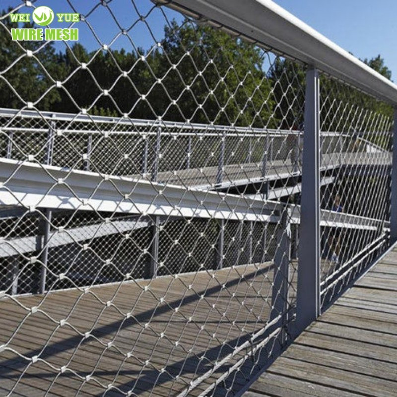 Ss 304 Ss 316 Stainless Steel Wire Rope Mesh Stainless Steel Ferrule Rope Mesh for Sale