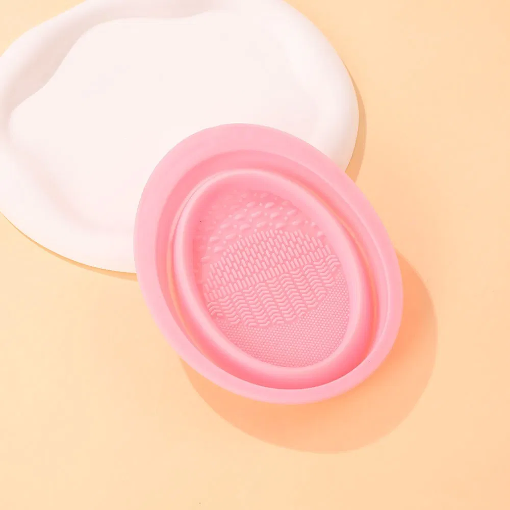 Silicone Apple-Shaped Makeup Brush Cleaning Mat Portable with Suction Cups Reusable Beauty Tool (In Stock)