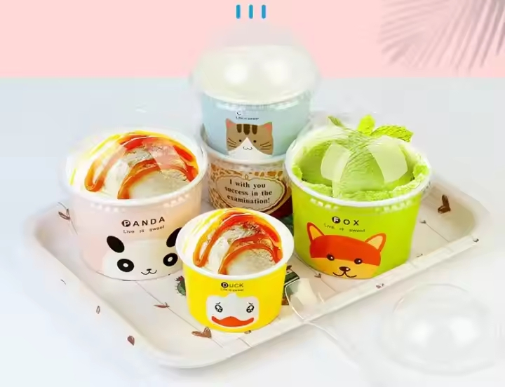 Wholesale Takeout Food Pack Container Custom White Kraft Soup Bowl Ice Cream Cup