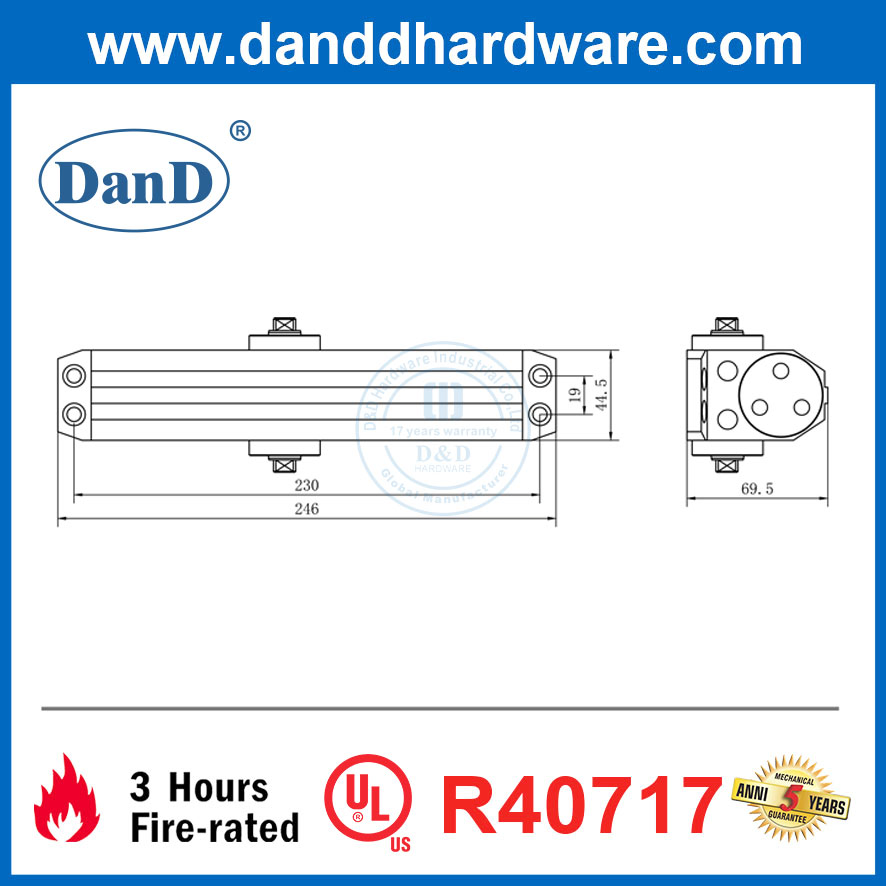 UL 10c Security Automatic Aluminium Sliding Commercial Fire Rated Double Door Closer