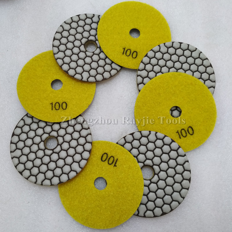 4in/100mm Dry Flexible Resin Bond Diamond Polishing Disk Stone Marble Quartz Polishing Pad Abrasive Disc for Polisher