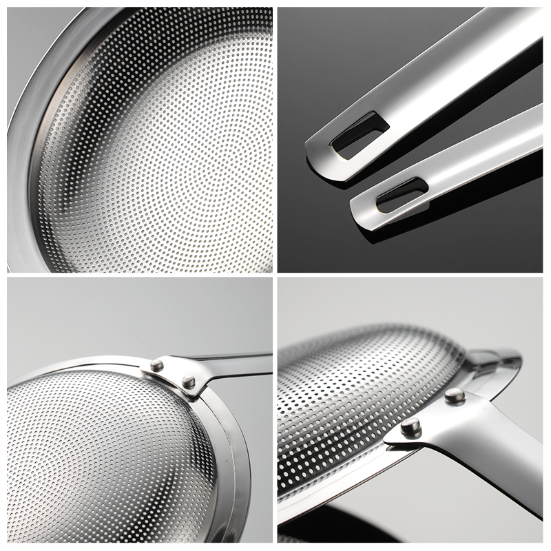 Stainless Steel Kitchen Oil Mesh Separators Colander Floating Fat Oil Scum Spoon Skimmer with Long Handle