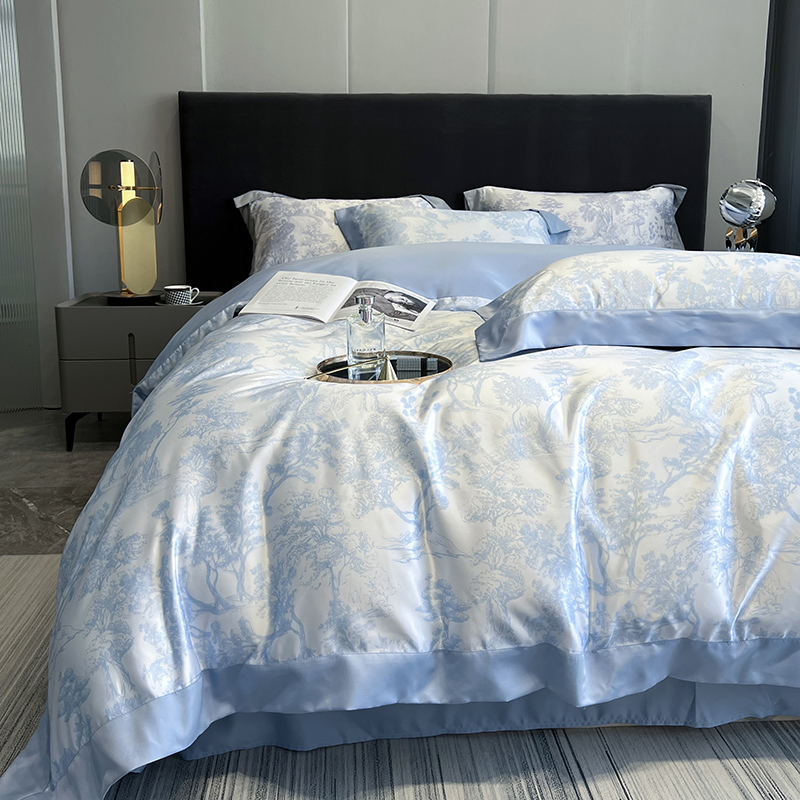 King Size Silk Satin Bed Sheets Luxury Polyester Bedding Set 4-Piece Bed Sheet Set