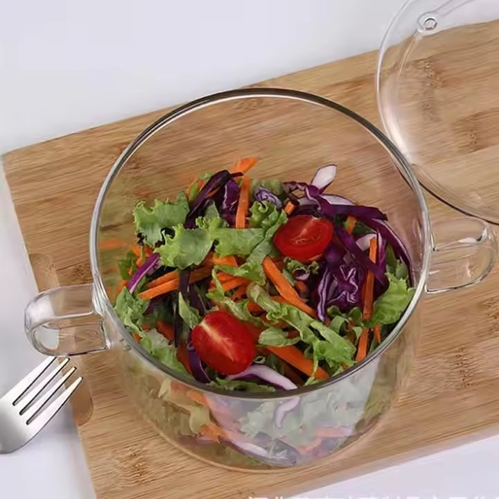 Glass Cooking Pot with Lids Handle Good Helper Kitchen Cookware Glass Storage Pot