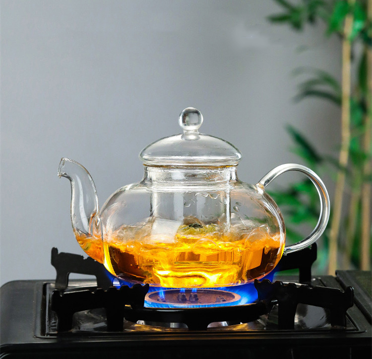 Hemera Glass 400ml 600ml 800ml 1000ml 1200ml Classic Pyrex High Borosilicate Glass Home Use Tea Pot Kettle, Teapot with Glass Lid and Filter