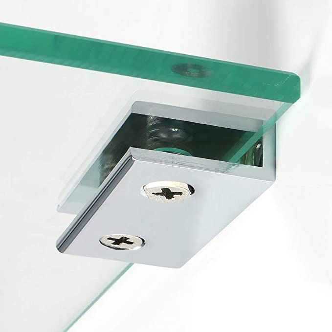 Rectangle Glass Shelf Bracket Holder Heavy Duty Clamp Shelf Clip