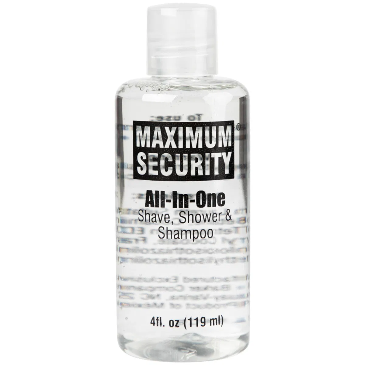 59.5ml / 119ml All in on Shampoo &Shower Shave Gel High Clear Max Safety Security Jail Shampoo