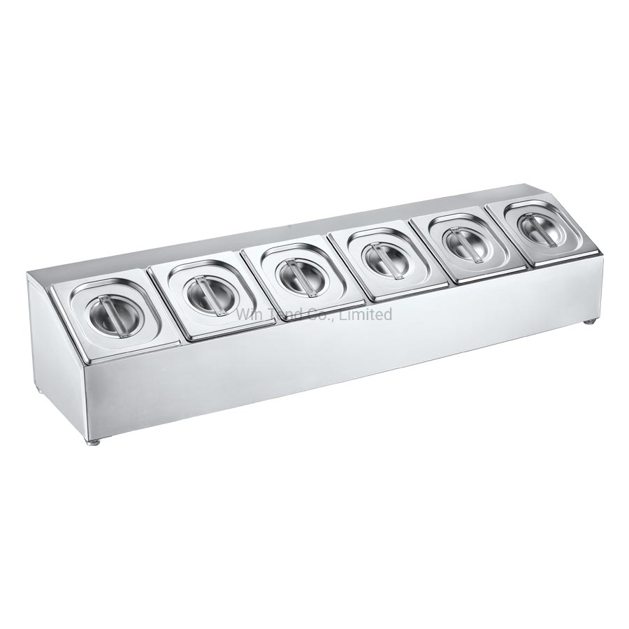 Stainless Steel Single Line Three Grids Deep Gn Gastronorm Pan with Lid Holder for Buffet