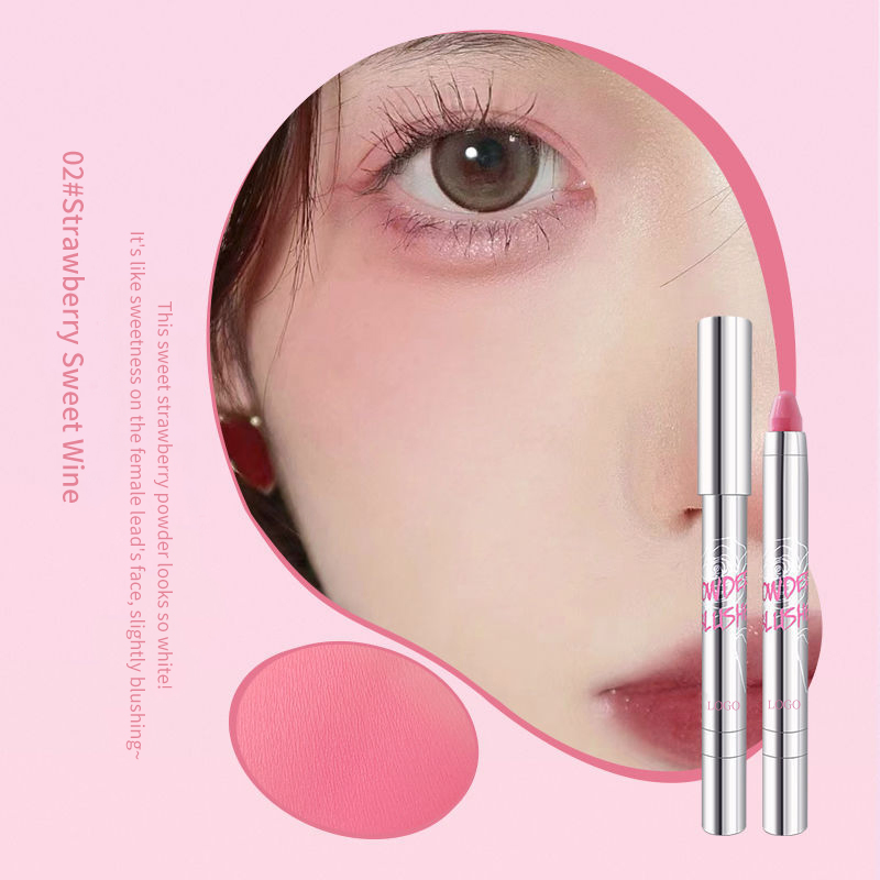 Ditong OEM ODM Creamy Organic Pink Blush Pen 2 in 1 Multifunction Cheek Blush Stick