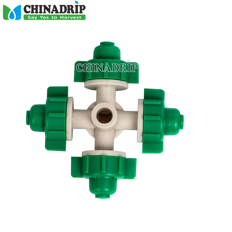 Drip Irrigation Nozzle Set 4 Way Fogger Agriculture Equipment Watering Gardening Sprinkler