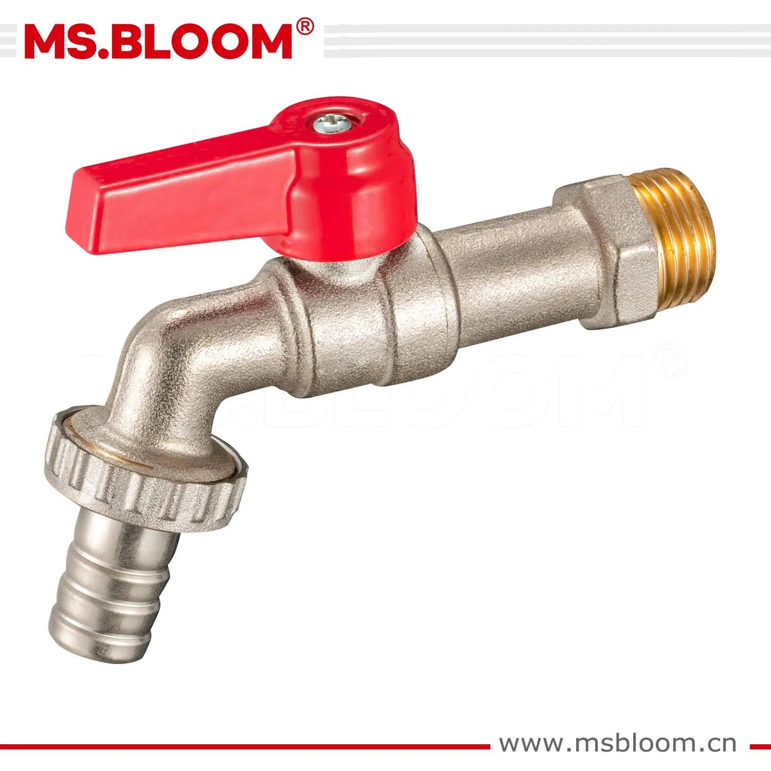 Brass Iron Lever Handle Bibcock 1/2"-3/4" Nickel Plated