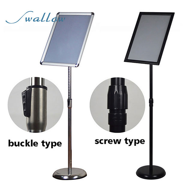 Sign Holder Poster Stand with Rotating Snap Frame, Adjustable Sign Holder Pedestal Telescoping Stand