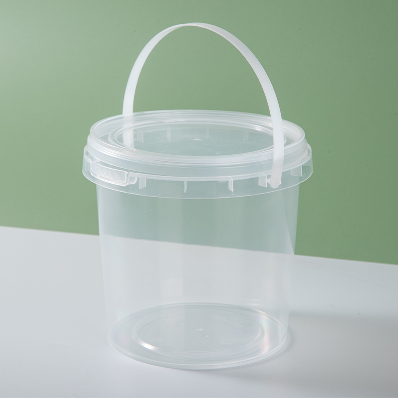 Disposable Plastic Container Round Dessert 1100ml Transparent PP Plastic Bucket with Lid