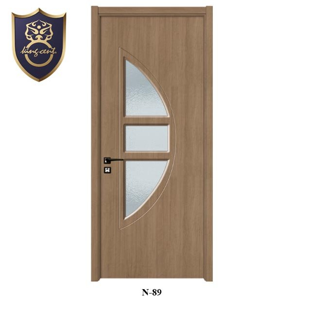 Stylish Indoor MDF PVC Louvered Bathroom Glass Door From China