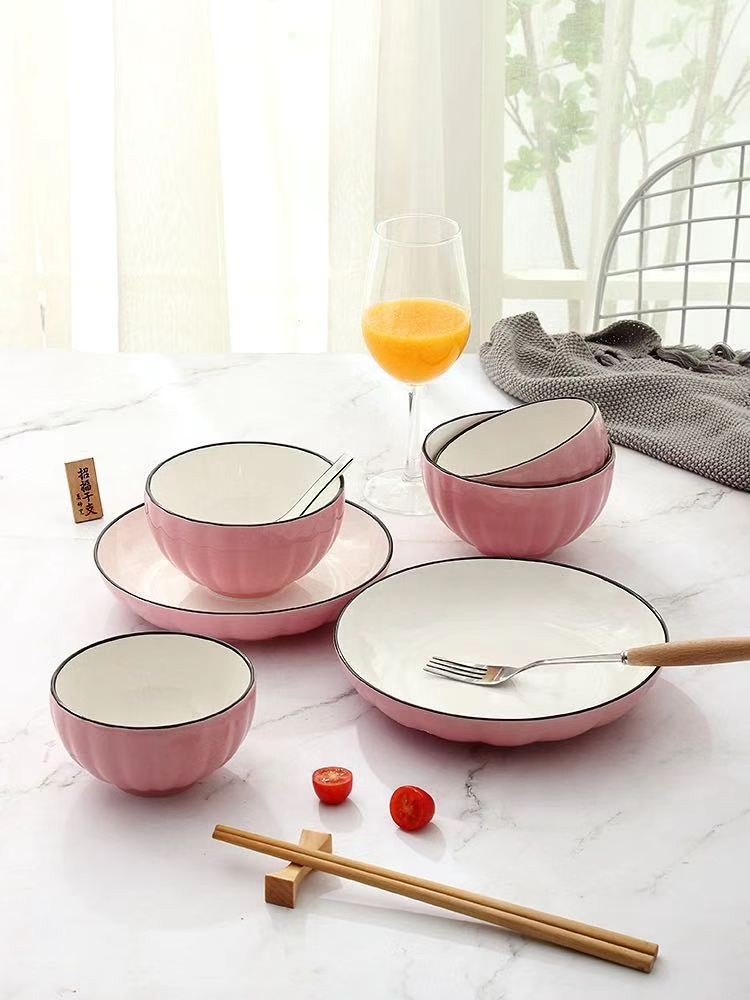 Dinner Set Bowl Dinner Plate Colors Glaze Porcelainware Ceramic Tableware