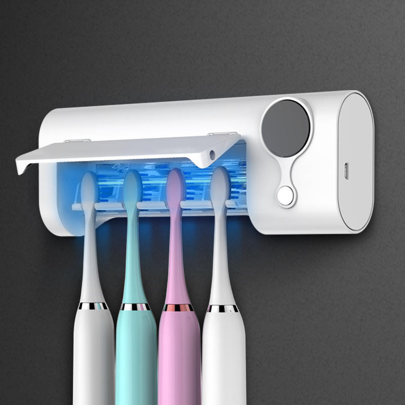 Hot Selling Plastic Custom Bathroom Wall Mount Automatic Toothpaste Dispenser UV Toothbrush Holder Squeezer Dispense