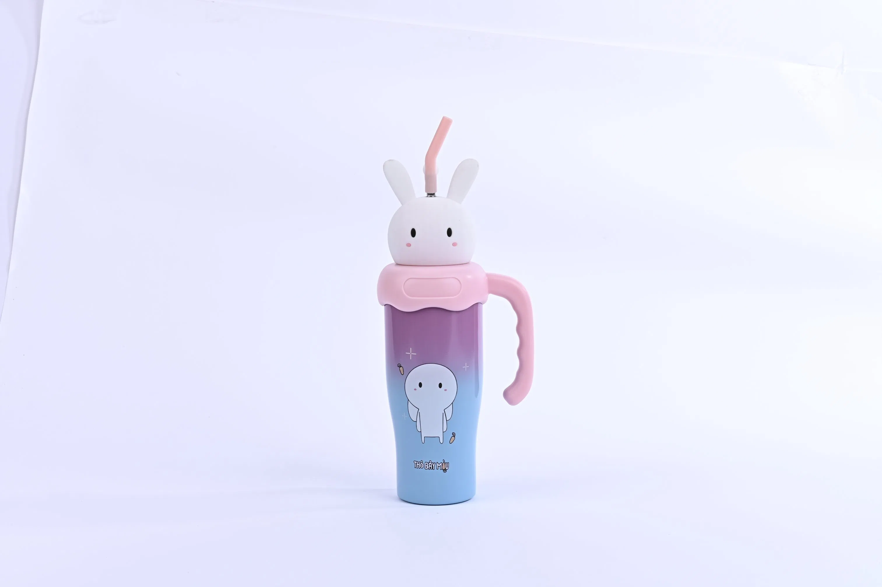 Термочашка с соломинкой и силиконовой крышкой