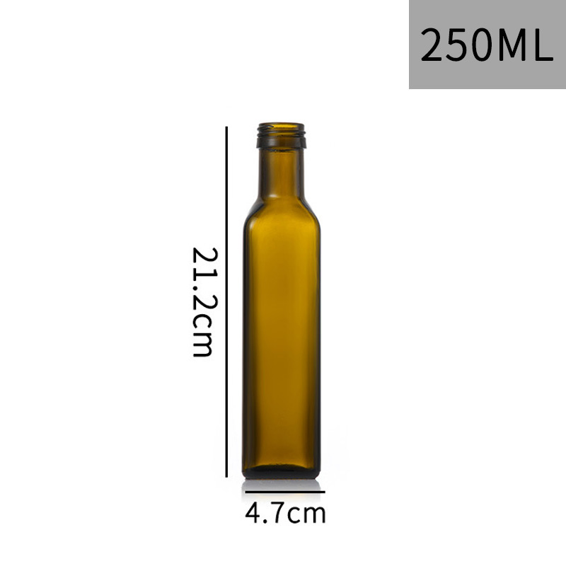 250ml 500ml 750ml Squar Custom Empty Green Beverage Glass Stackable Oliver Oil Bottle