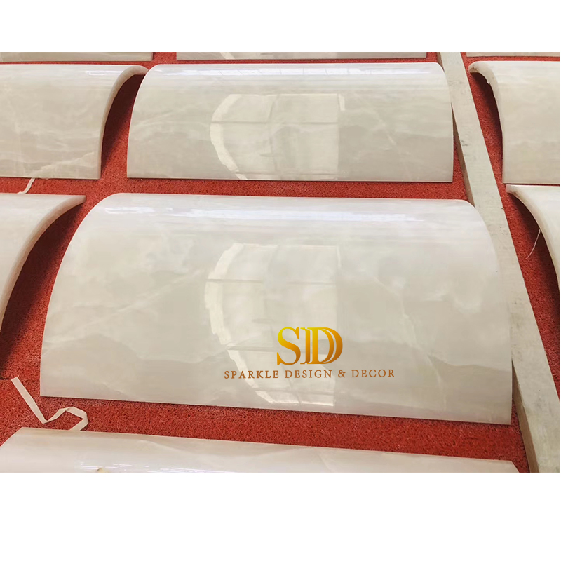 Big Beautiful Polished Hollow Beige Marble Column