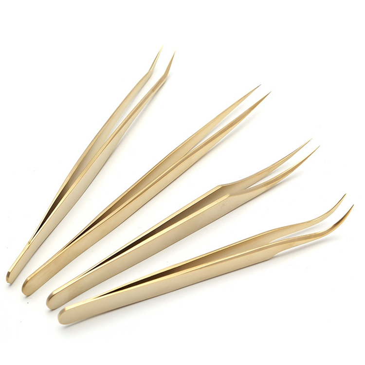 High-Precision Pearl Gold Volume Eyelashes Extension Tweezers Stainless Steel Mink Lashes Tweezers Eyebrow Tweezer