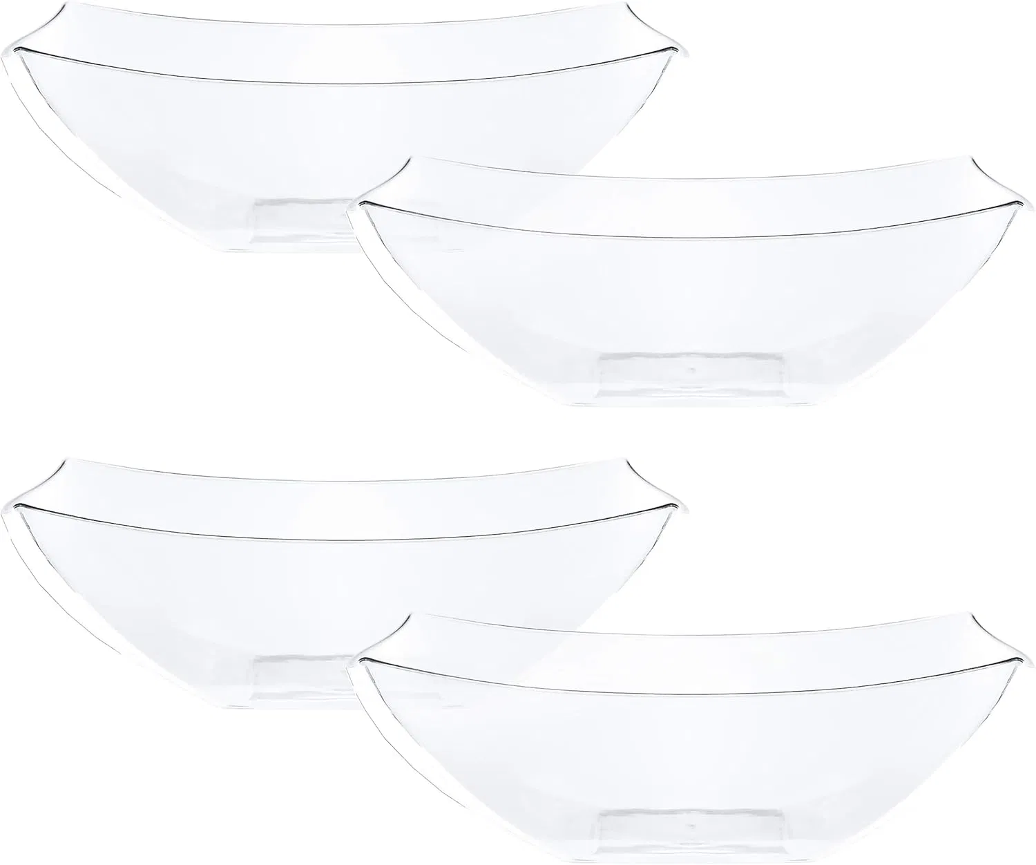 Disposable Plastic Crystal Clear 32ounce Square Serving Bowls Party Snack or Salad Bowls