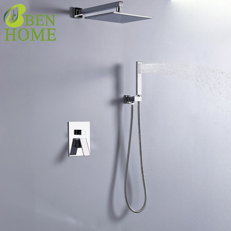 304 Stainless Steel High Flow Brushed Square Concealed Shower Set