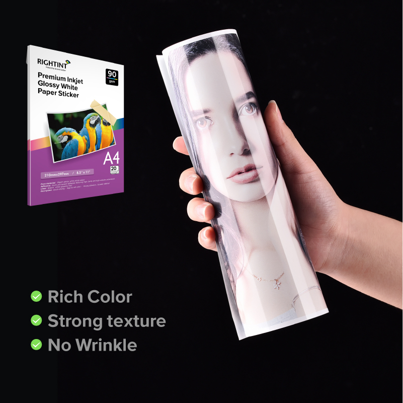 New Rightint Opaque Carton A4, OEM Shanghai Silicon Gloss CT Photo Sticker Paper