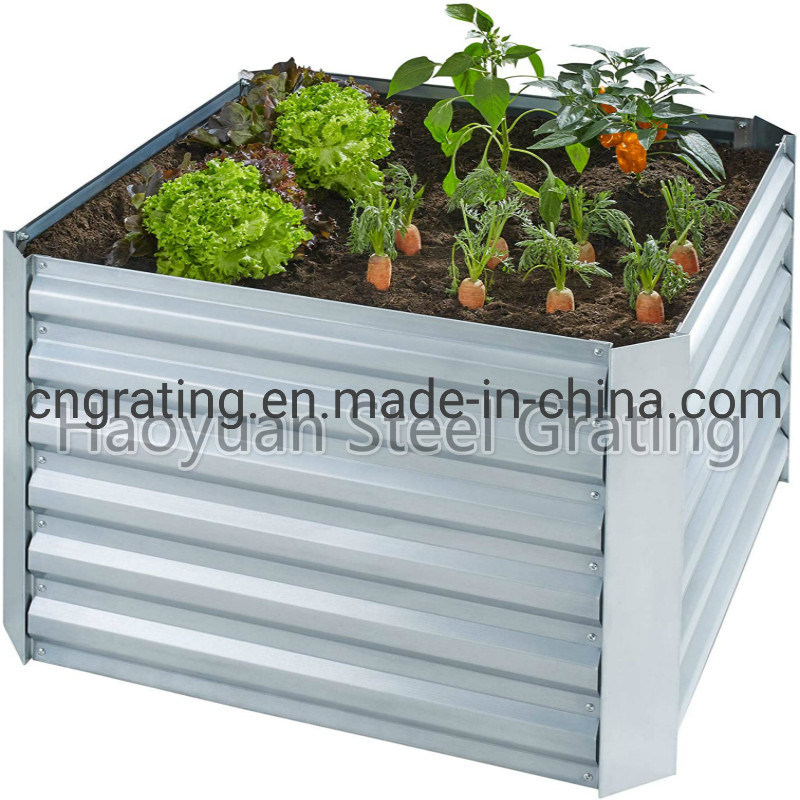 Square/Rectangular Zinc-Plated/Galvanized corrugated steel Open Bottom, Weather-Proof Flower Raised Bed /Garden Vegetable Planter / Vegetables Fruit Flowersopen