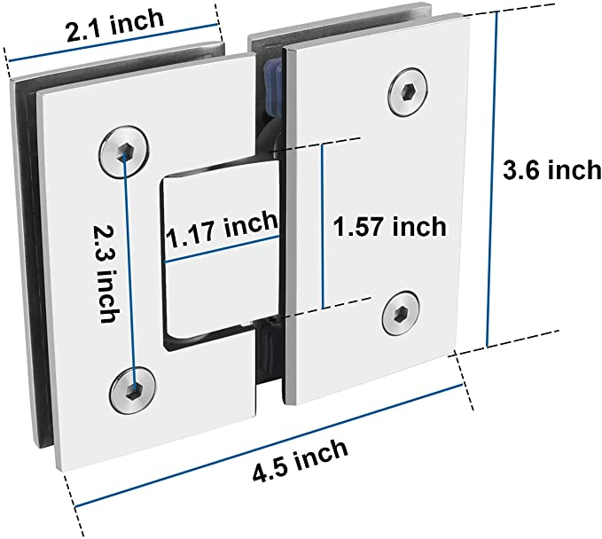 Heavy Duty Stainless Steel Bathroom Hardware Fitting 180 Degree Glass to Glass Shower Hinge
