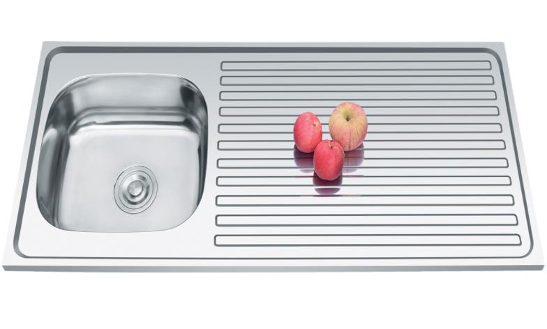 Hot Sale Professional Factory Manufacture 201/304 Stainless Steel Single Bowl Kitchen Sink with Drainboard