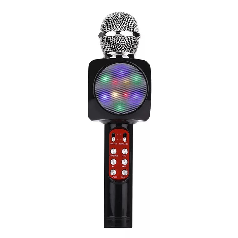 Precise Portable Karaoke Speaker Kid Microphone with LED Lights SD Card Slot