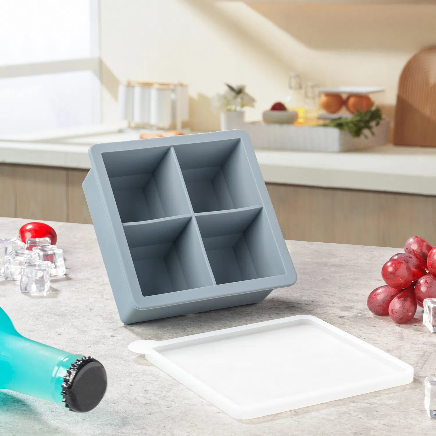 Большая силиконовая форма для льда с крышкой