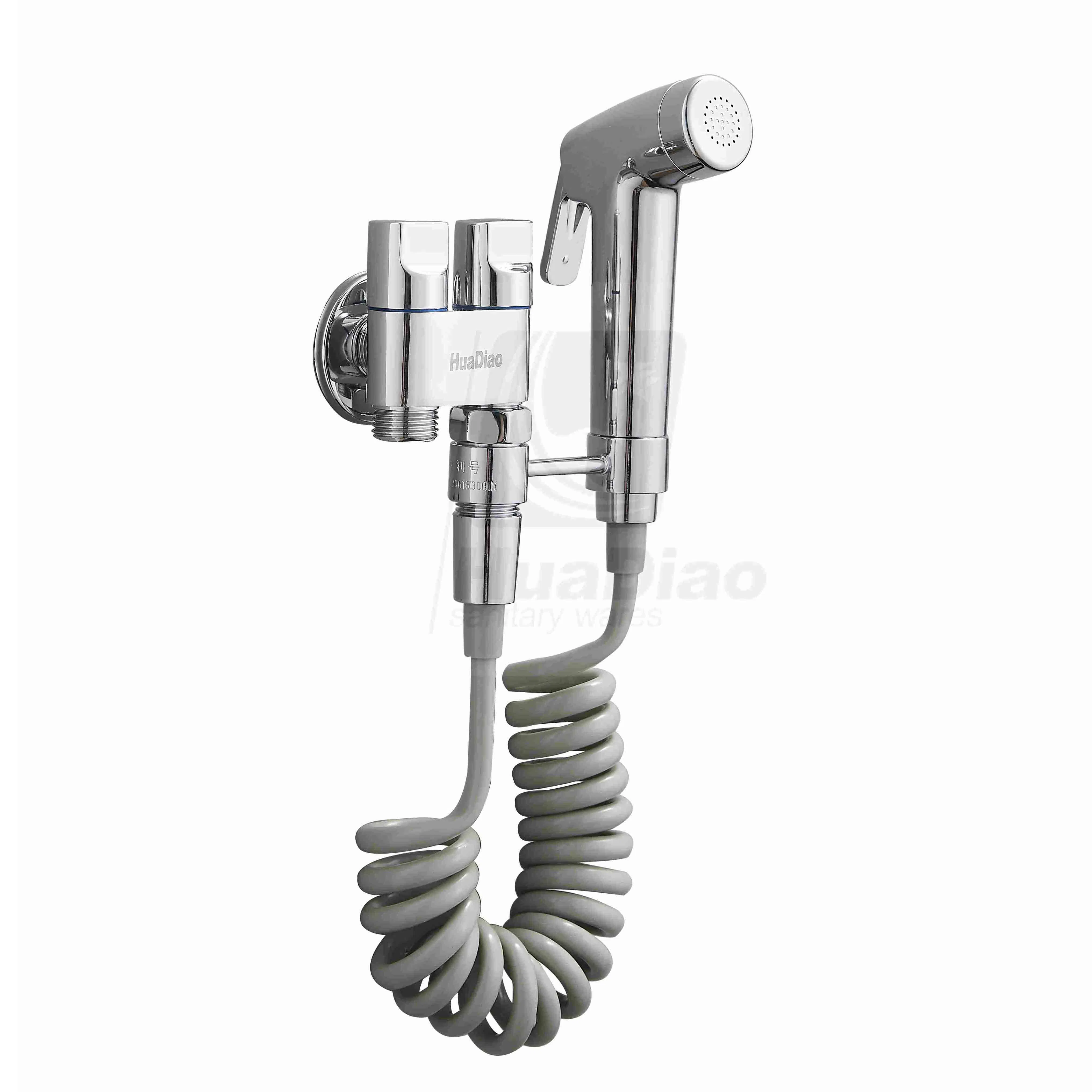 Shattaf Brushed Sprayer W/ Spray Holder 7/8" T-Adapter Telephone Hose