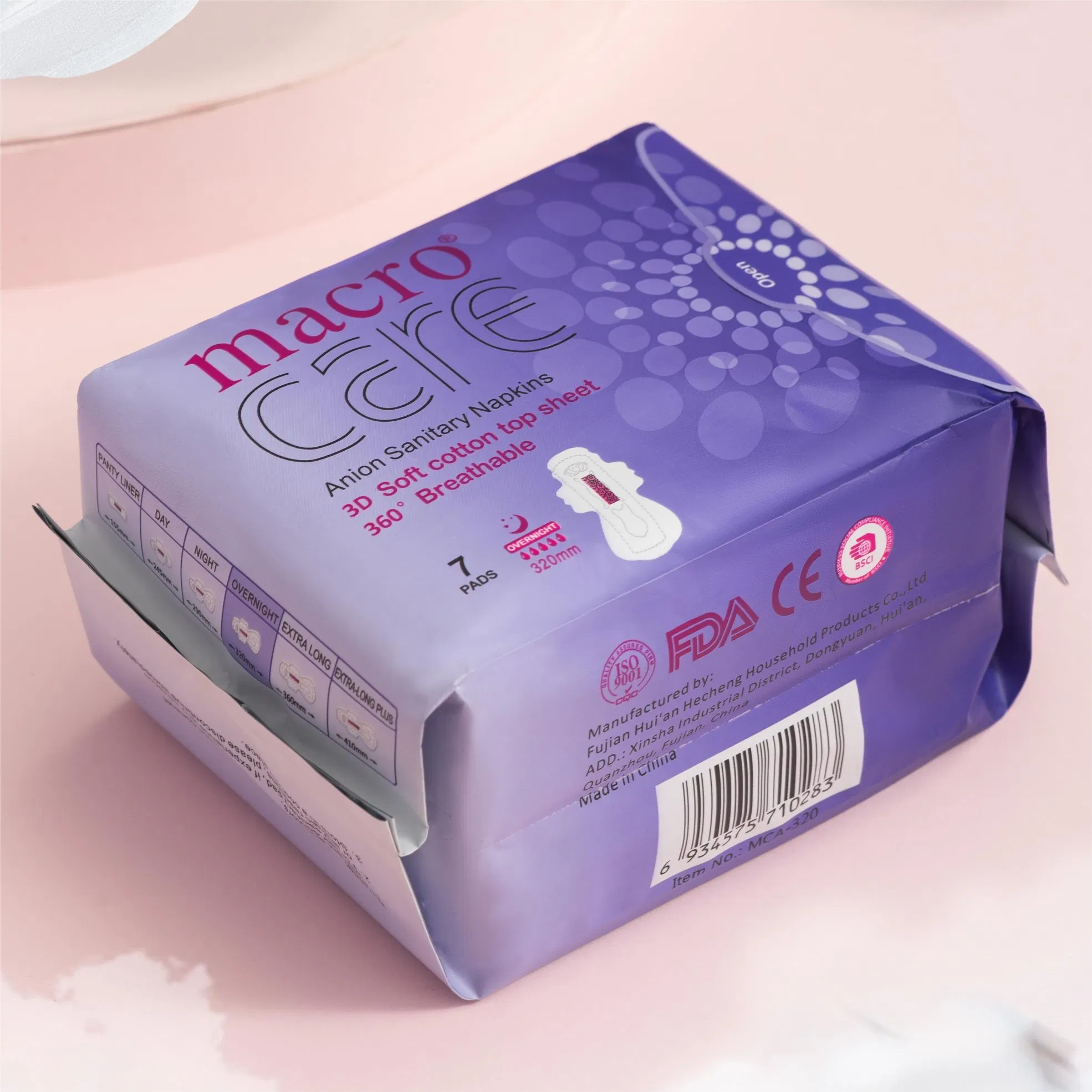 Macrocare Disposable Negative Ion Brand Name Anion Wholesale Sanitary Napkin for Women