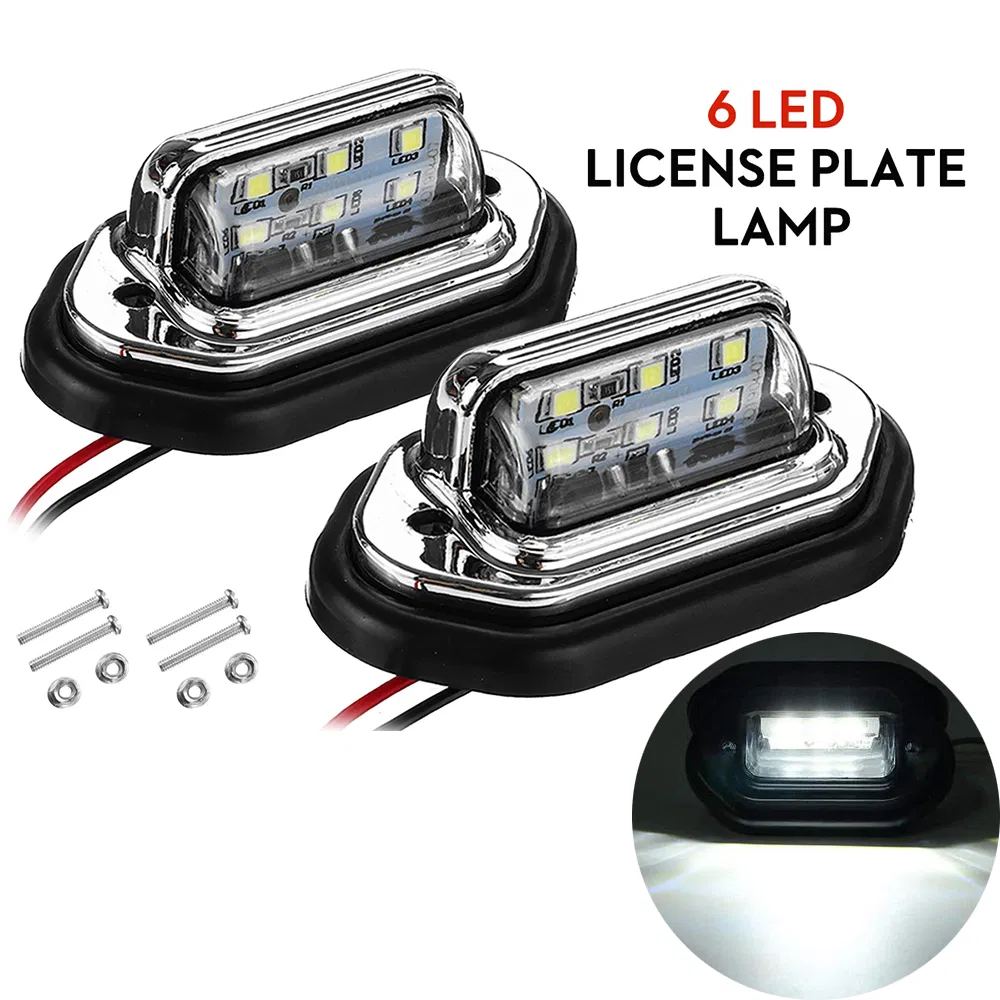 Светодиодные лампы для номерного знака 6LED, белые, хромированные