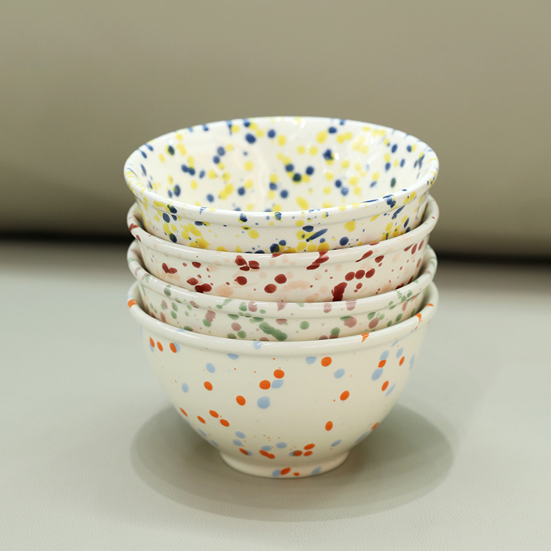 Stylish Speckled Ceramic Dining Bowl for Rice and Fresh Fruits