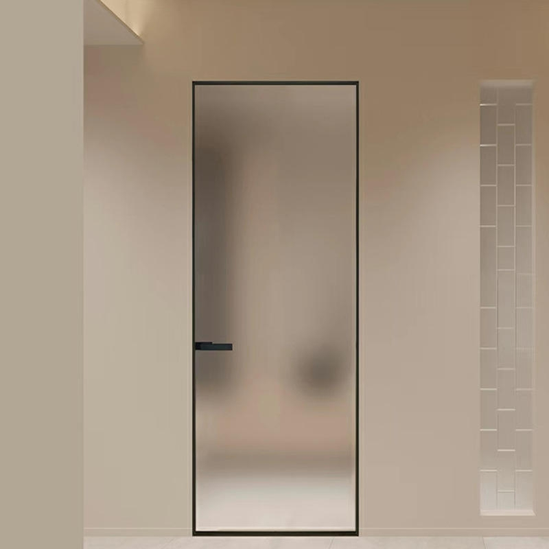 Aluminum Framed Hinged Swing Door Customized Bathroom Doors with Frosted Glass