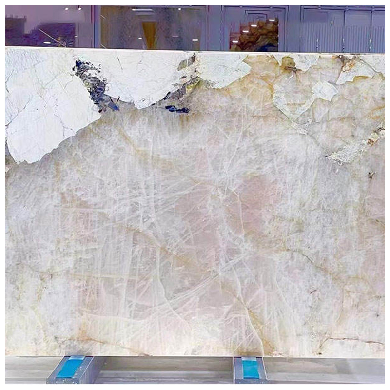 Translucent Pink Patagonia Quartzite Slabs for Luxury Interior