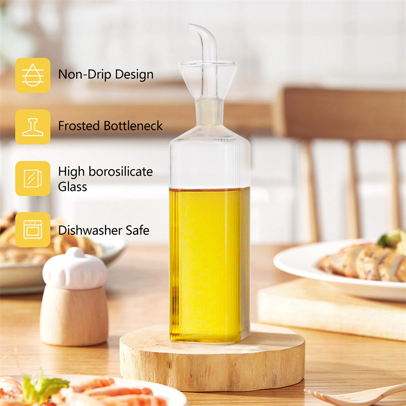 500ml Glass Olive Oil Dispenser Bottle Cooking Oil Vinegar Measuring Dispenser with Spout